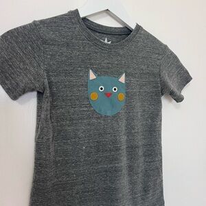 Charcoal Cat Face Kids Tee